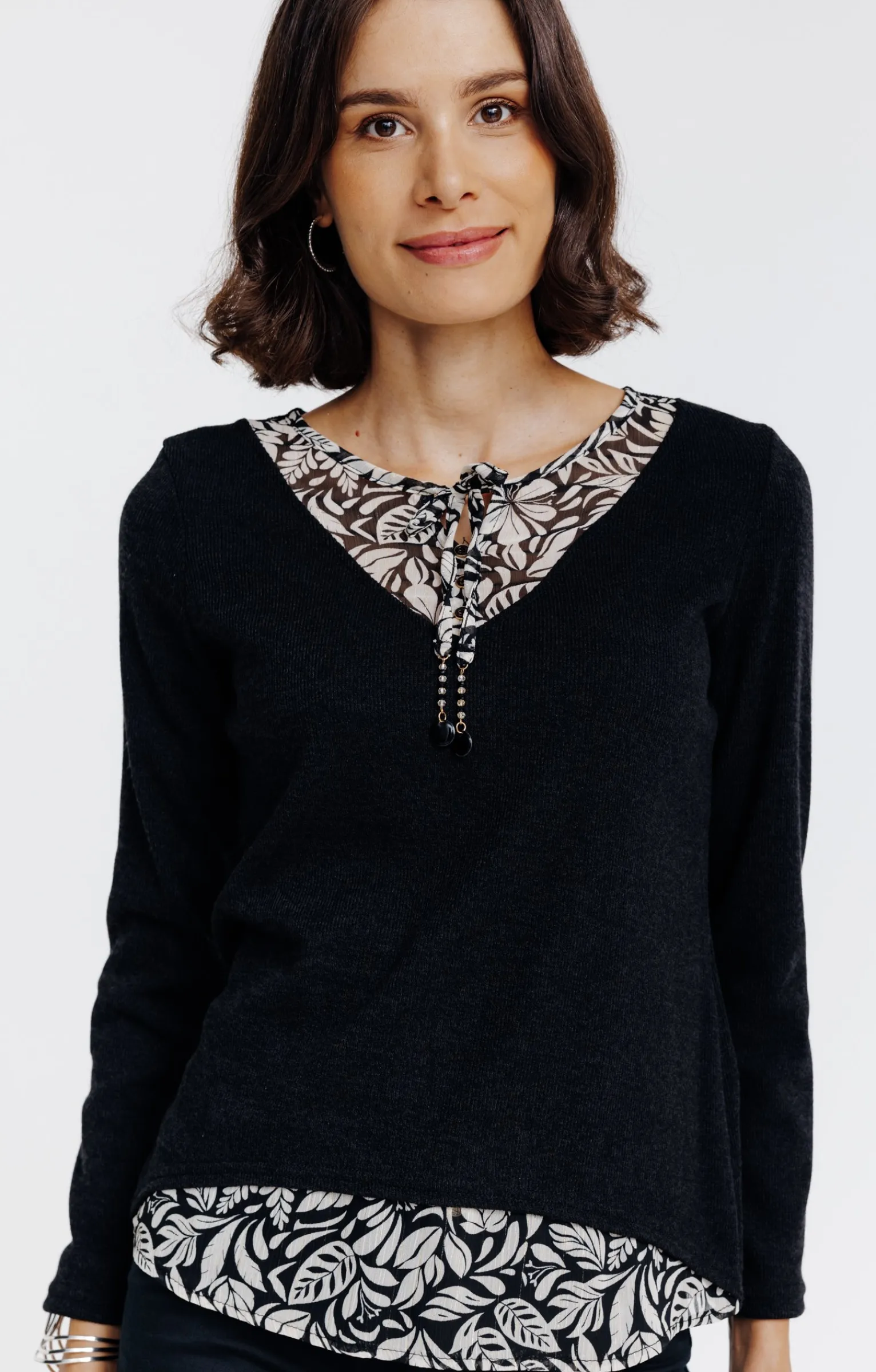 Pulls & Cardigans<Armand Thiery Pull 2-en-1 pampilles et perles - Noir