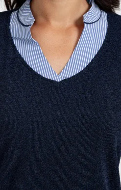 Pulls & Cardigans<Armand Thiery Pull 2-en-1 rayé - Marine