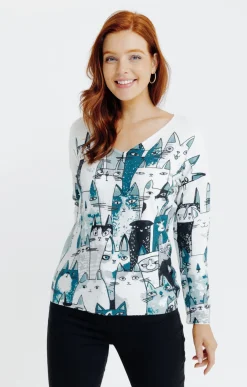 Pulls & Cardigans<Armand Thiery Pull imprimé chat - Vertnil
