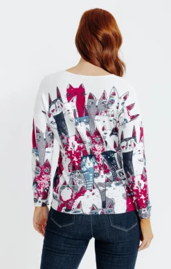 Pulls & Cardigans<Armand Thiery Pull imprimé chat - Framboise