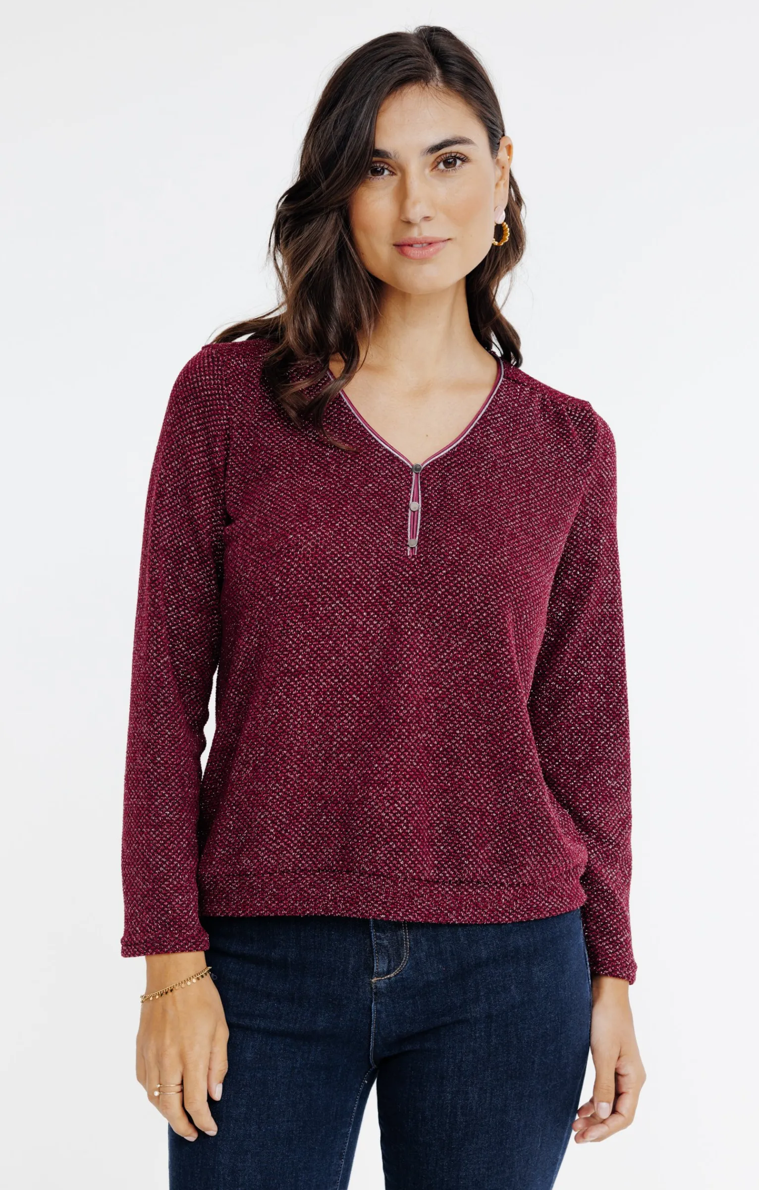 Pulls & Cardigans<Armand Thiery PULL MATIERE BRILLANTE - Bordeaux