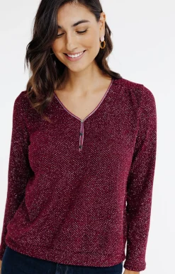 Pulls & Cardigans<Armand Thiery PULL MATIERE BRILLANTE - Bordeaux