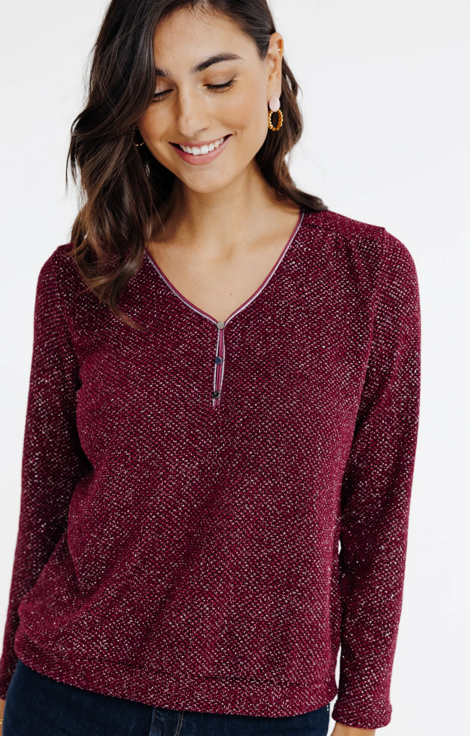 Pulls & Cardigans<Armand Thiery PULL MATIERE BRILLANTE - Bordeaux