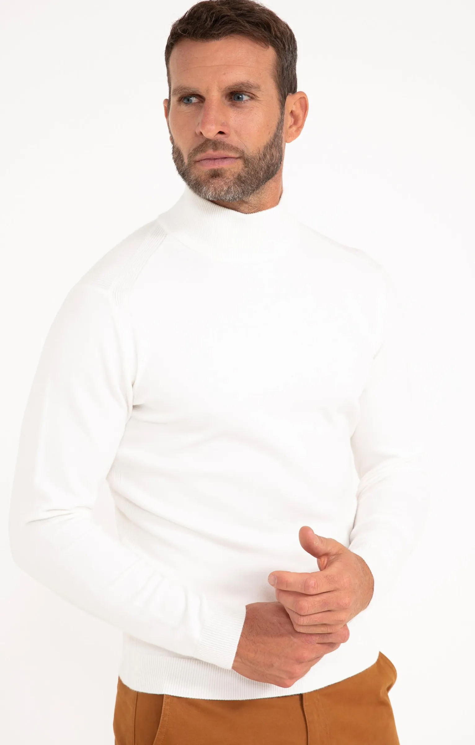 Pulls & Gilets<Armand Thiery Pull uni col cheminé - Blanc