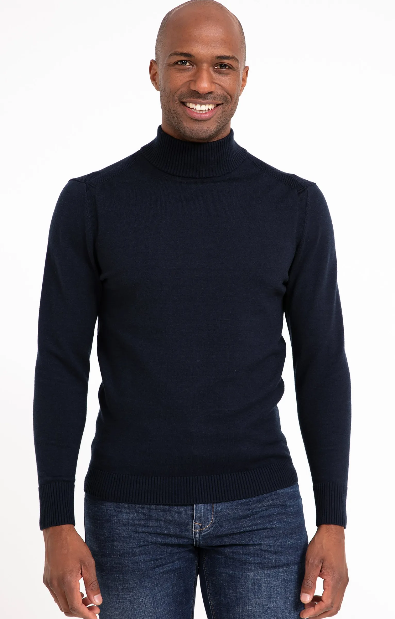 Pulls & Gilets<Armand Thiery Pull uni col cheminé - Marine