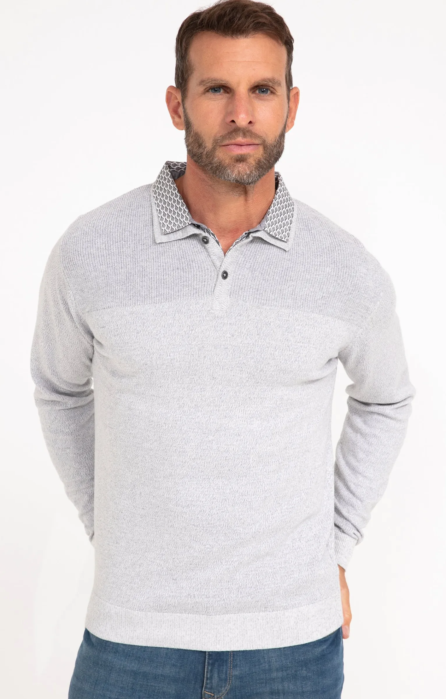 Pulls & Gilets<Armand Thiery Pull uni col polo - Grisclair