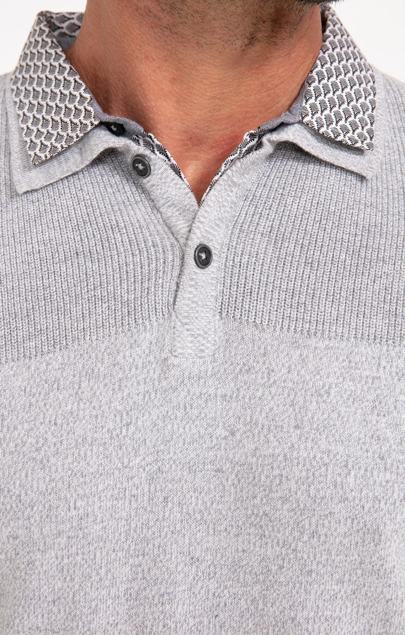 Pulls & Gilets<Armand Thiery Pull uni col polo - Grisclair