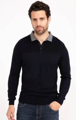 Pulls & Gilets<Armand Thiery Pull uni col polo - Marine