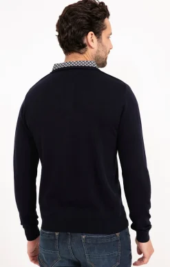 Pulls & Gilets<Armand Thiery Pull uni col polo - Marine