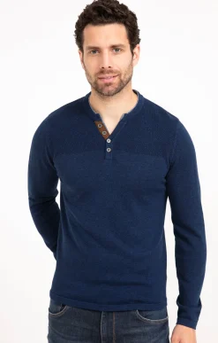 Pulls & Gilets<Armand Thiery Pull uni col tunisien - Bleudur