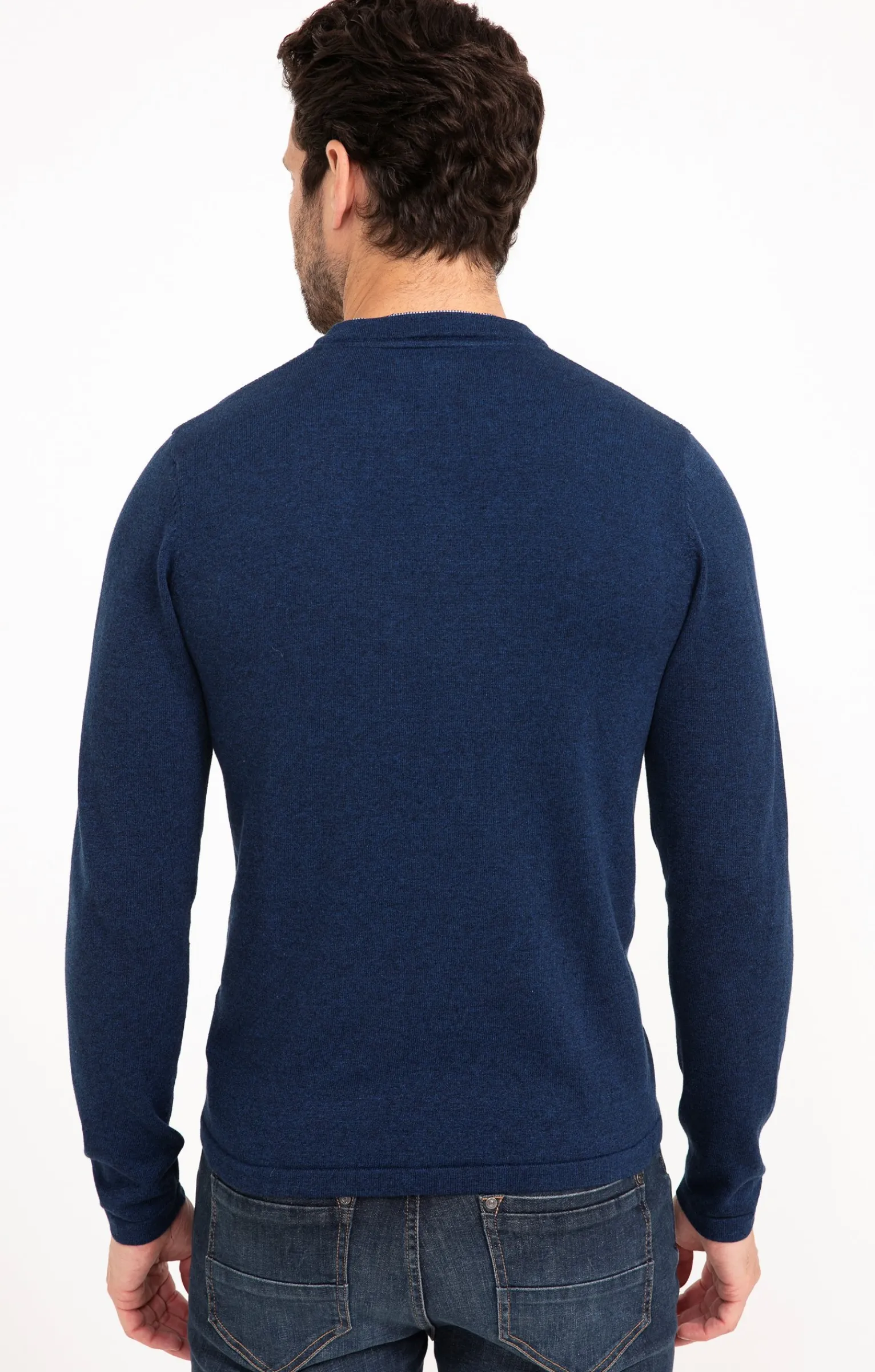 Pulls & Gilets<Armand Thiery Pull uni col tunisien - Bleudur