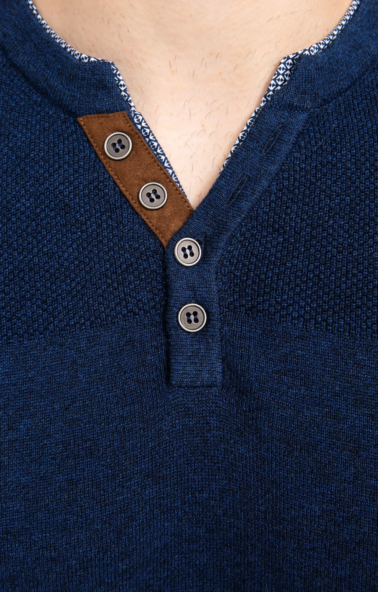 Pulls & Gilets<Armand Thiery Pull uni col tunisien - Bleudur