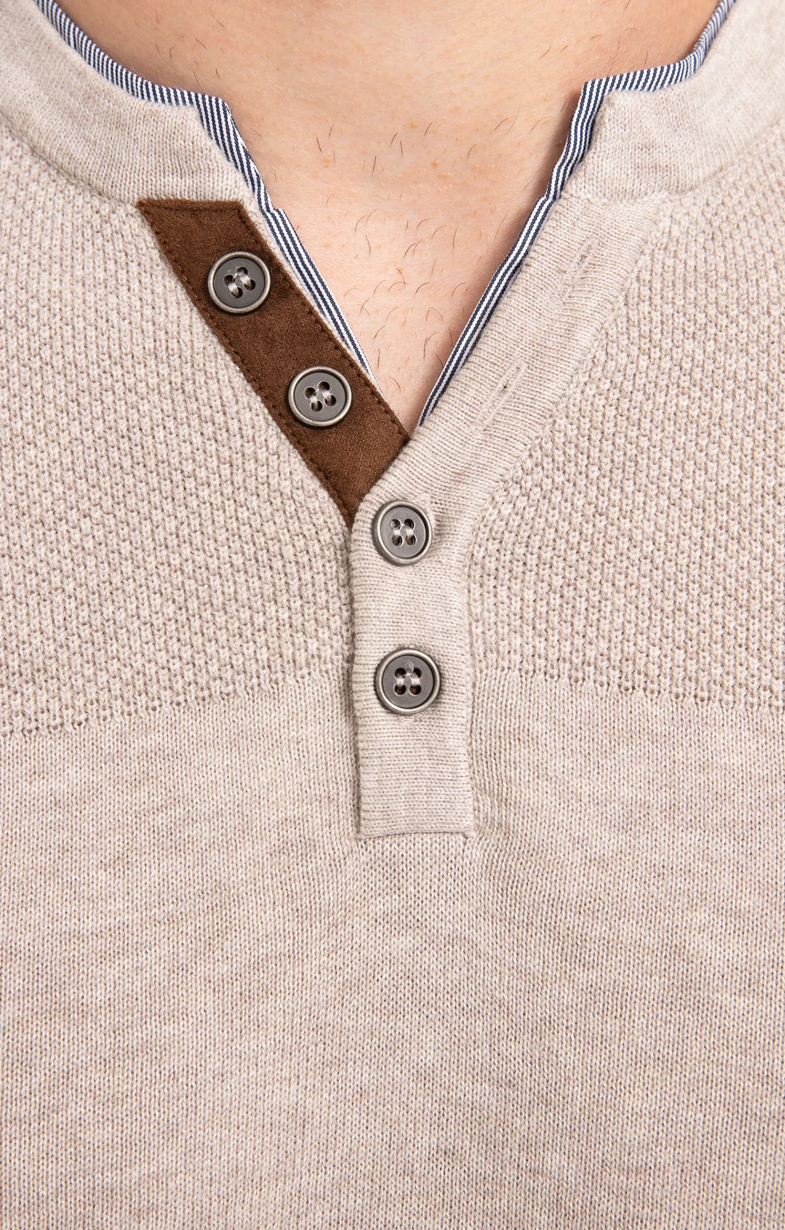 Pulls & Gilets<Armand Thiery Pull uni col tunisien - Beige