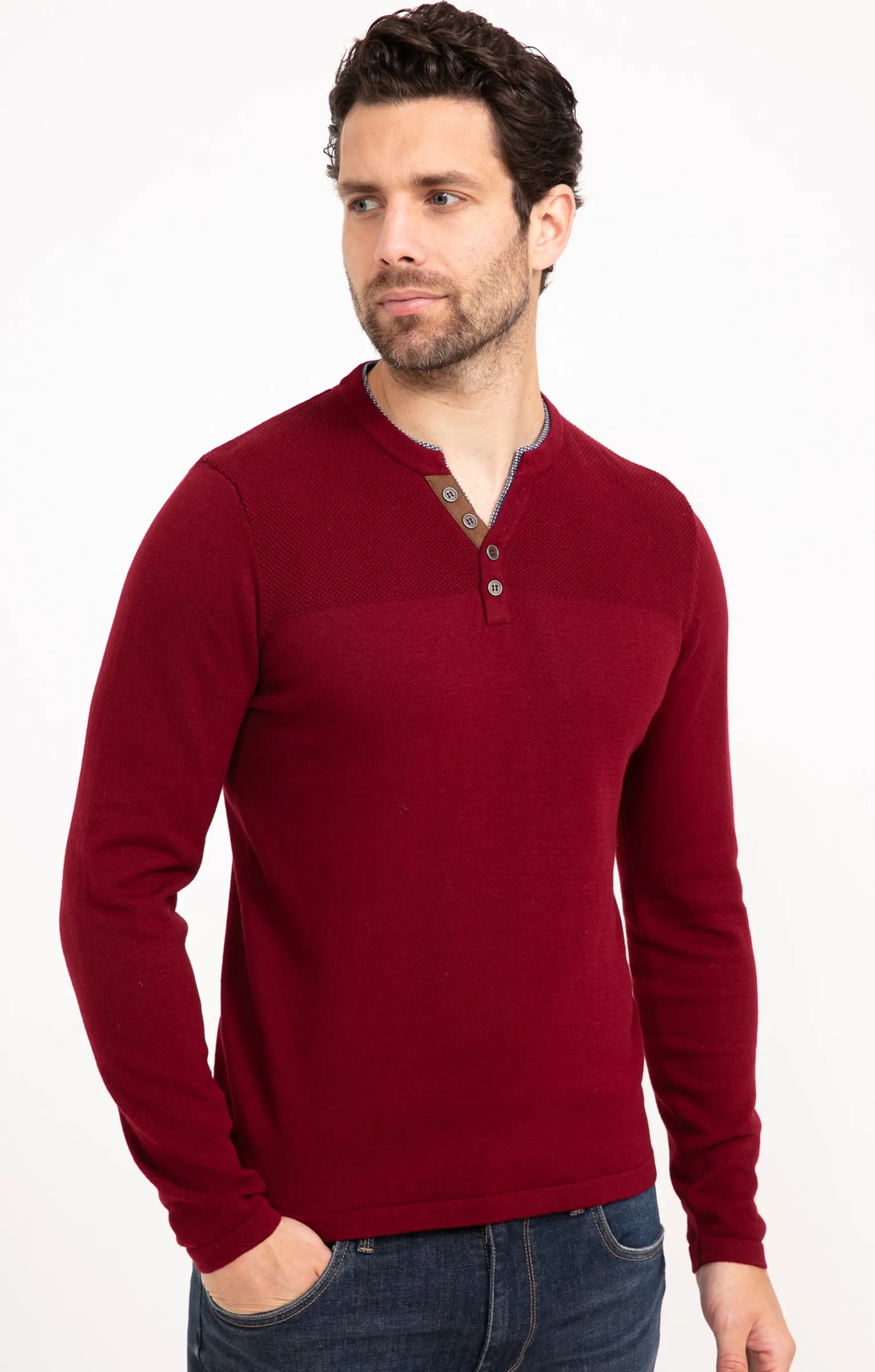 Pulls & Gilets<Armand Thiery Pull uni col tunisien - Bordeaux