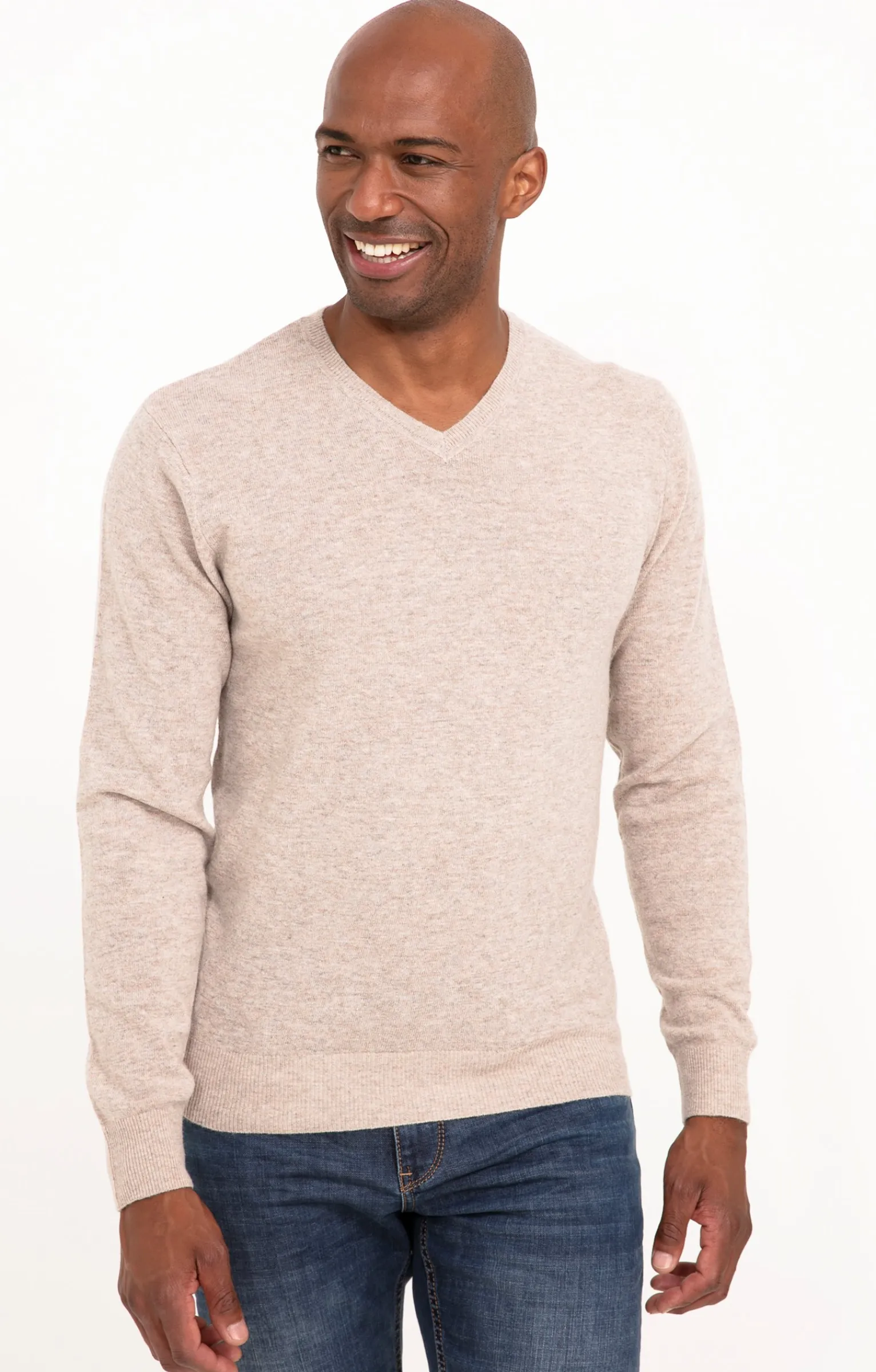 Pulls & Gilets<Armand Thiery Pull uni col V - Beige