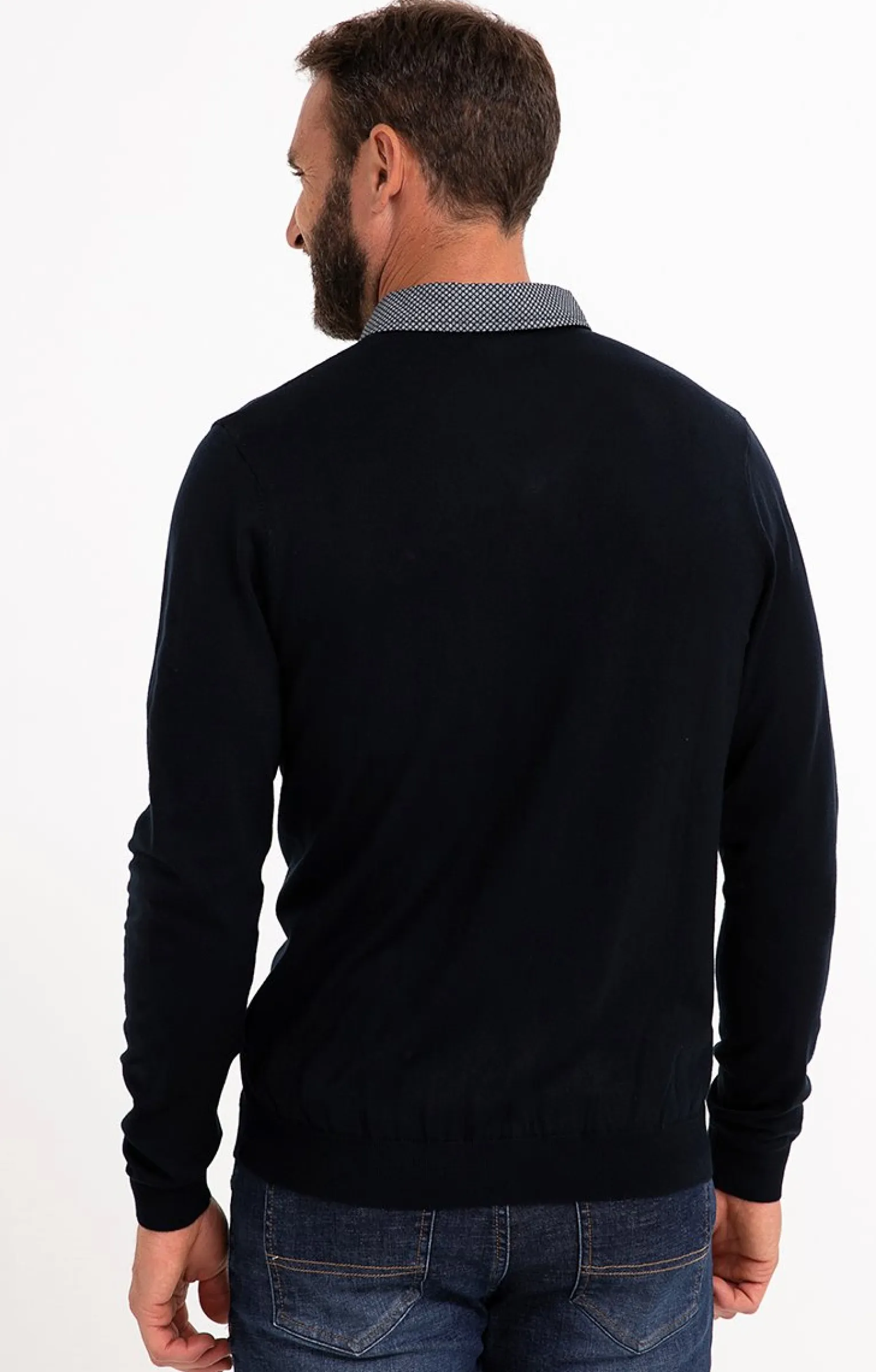 Pulls & Gilets<Armand Thiery Pull uni col V avec chemise - Marine