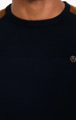 Pulls & Gilets<Armand Thiery Pull uni empiècement suèdine - Marine