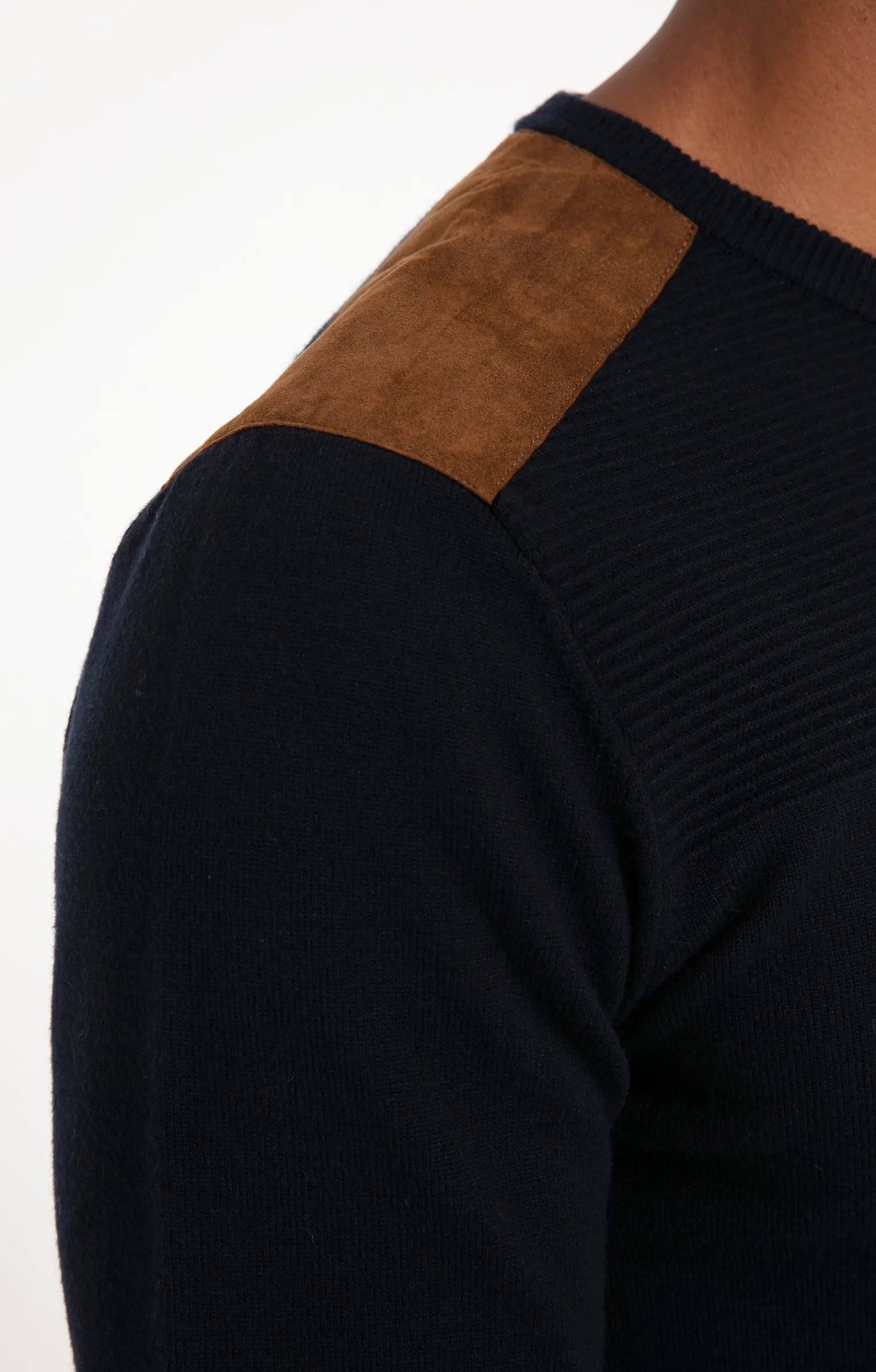Pulls & Gilets<Armand Thiery Pull uni empiècement suèdine - Marine