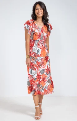 Robes<Armand Thiery ROBE EN FIBRANNE ECO VERO ELASTIQUEE - Orange