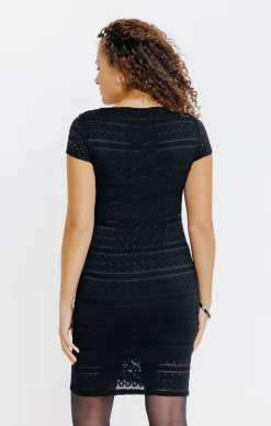 Robes<Armand Thiery Robe en maille dentelle - Noir