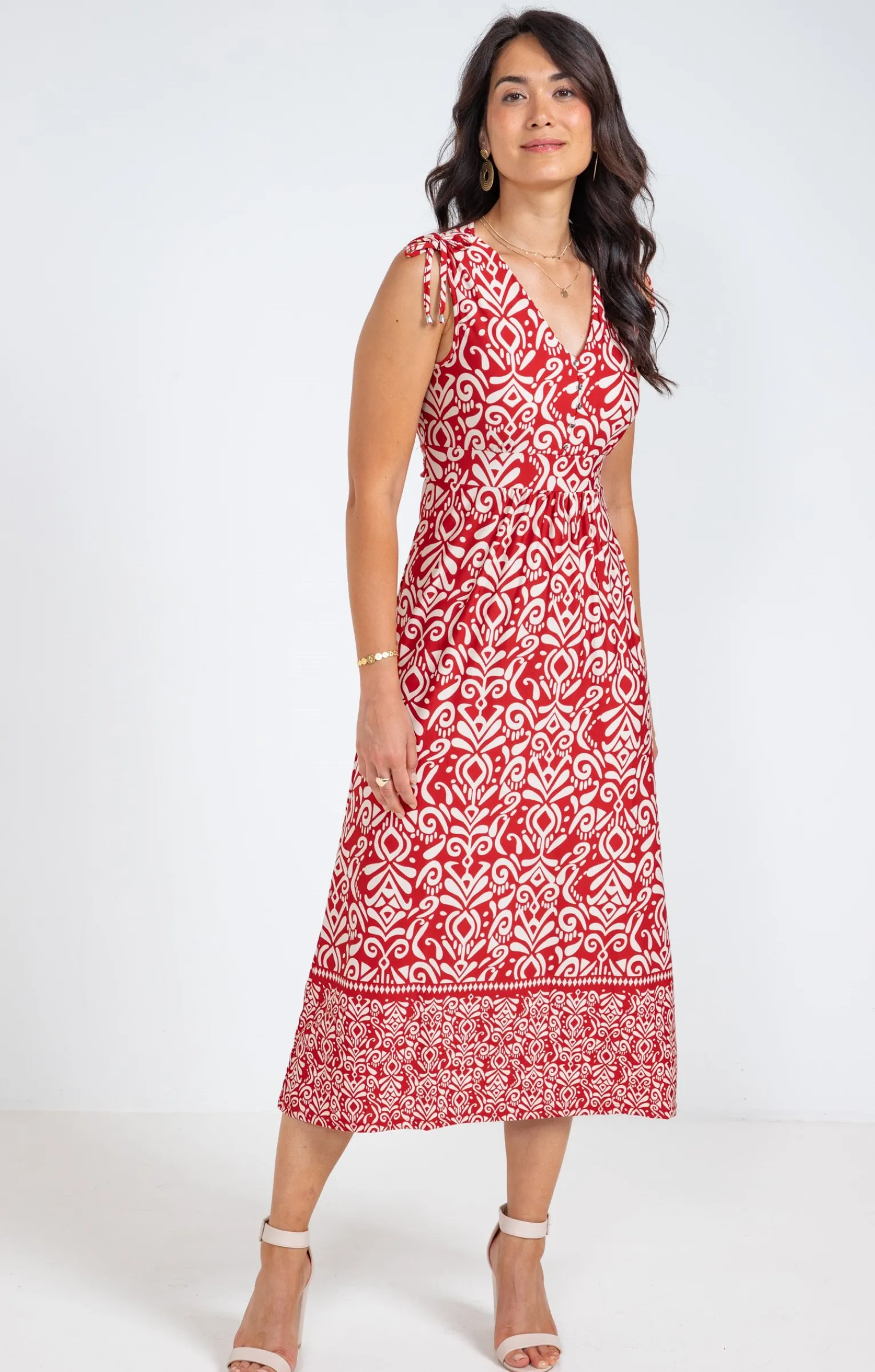 Robes<Armand Thiery Robe en maille longue nouettes épaules - Brique