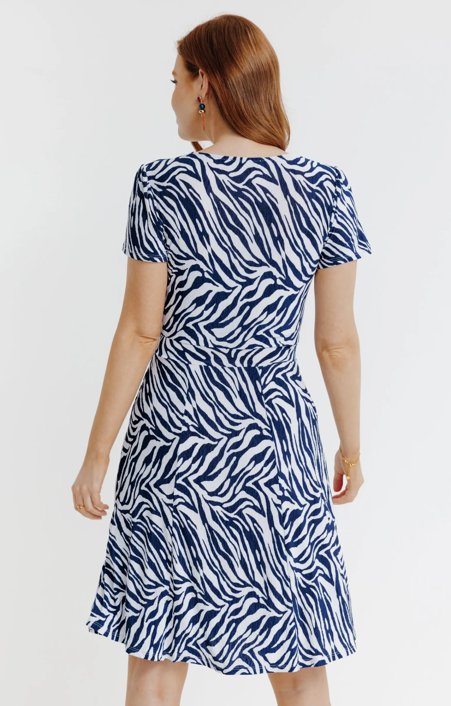 Robes<Armand Thiery ROBE EN MAILLE PLISSEE EFFET CACHE COEUR - Marine