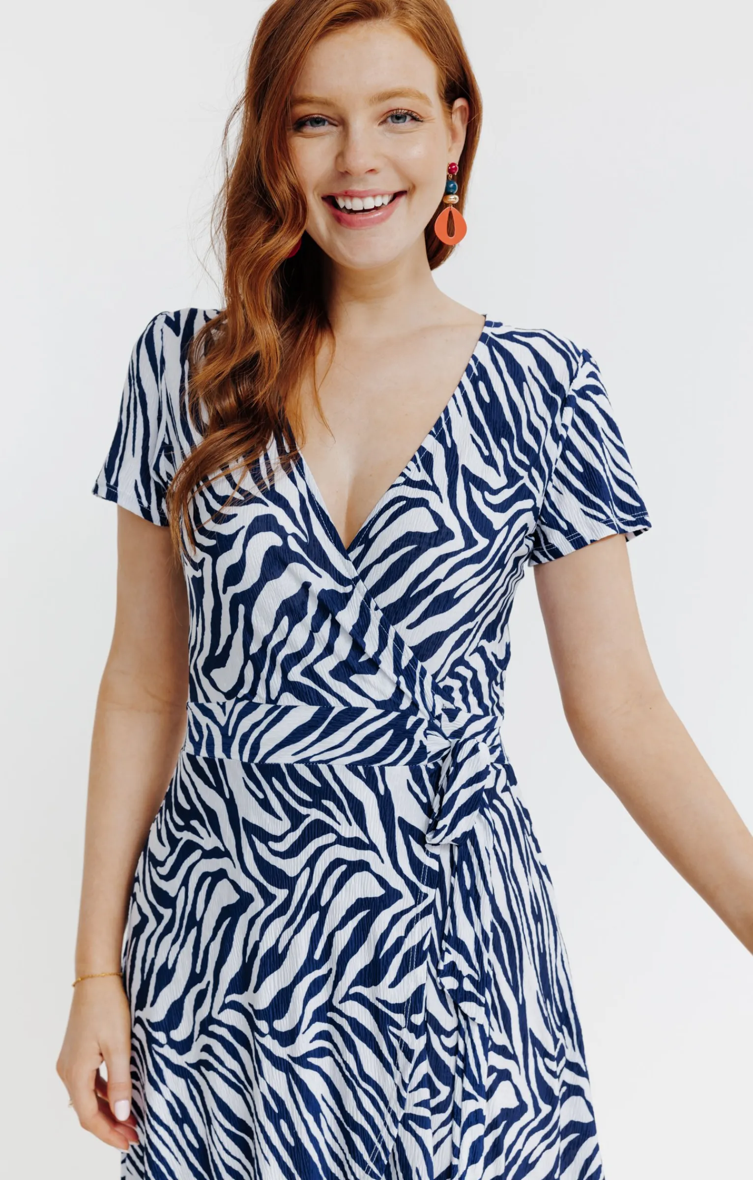 Robes<Armand Thiery ROBE EN MAILLE PLISSEE EFFET CACHE COEUR - Marine