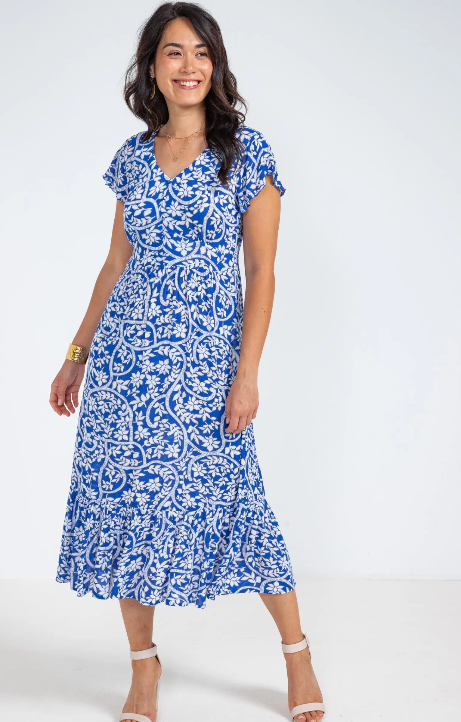 Robes<Armand Thiery Robe longue en crépon viscose écovero - Bleudur