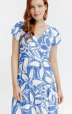 Robes<Armand Thiery ROBE LONGUE IMPRIMEE DOUBLEE COTON - Bleudur