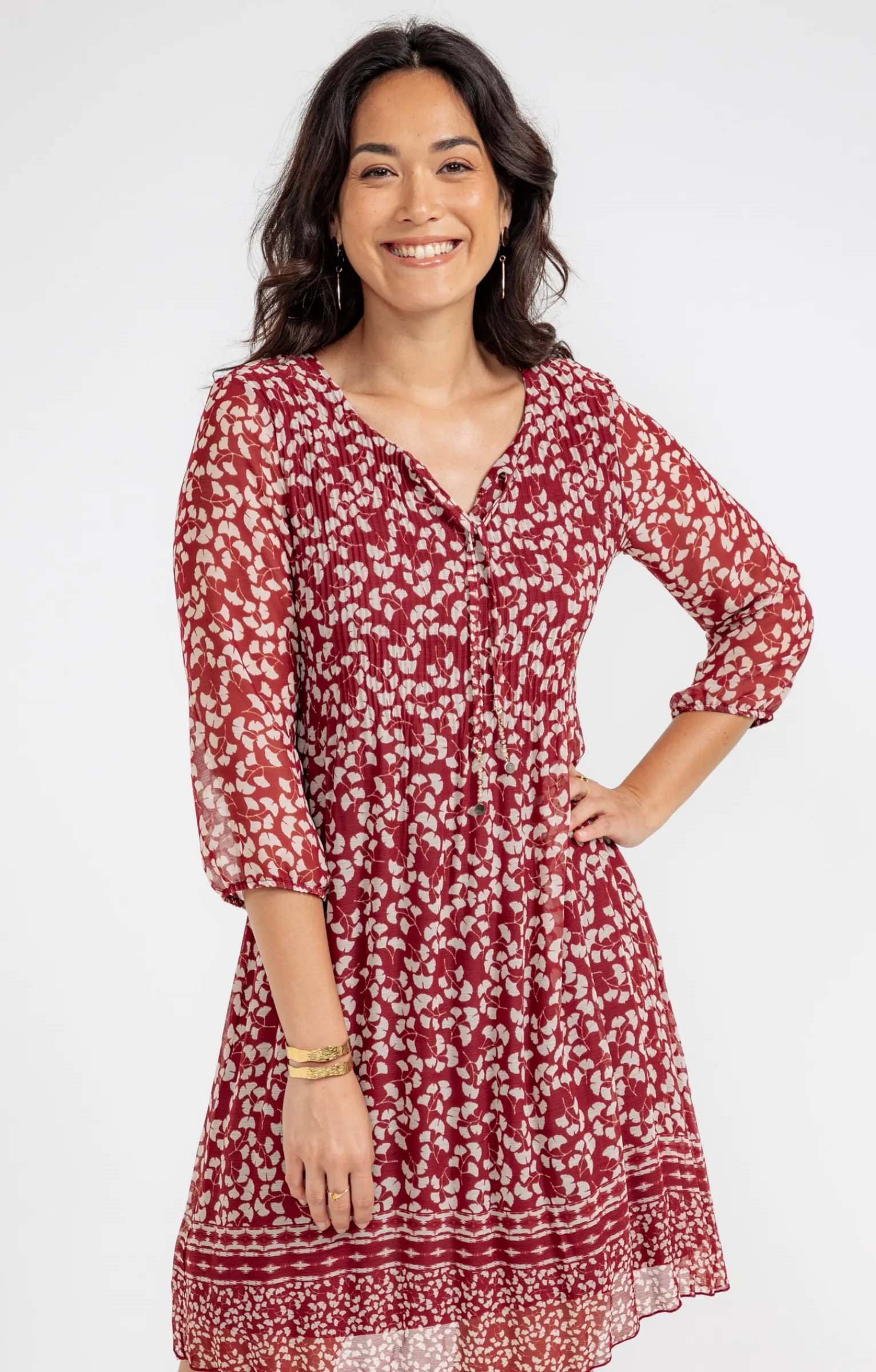 Robes<Armand Thiery Robe plissée - Brique
