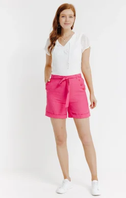 Pantalons<Armand Thiery Short à revers avec ceinture à nouer - Rhubarbe