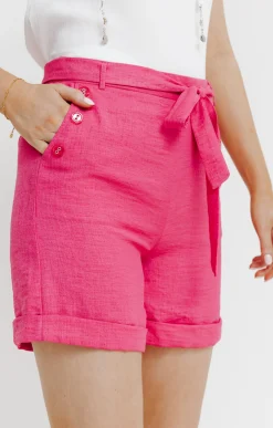 Pantalons<Armand Thiery Short à revers avec ceinture à nouer - Rhubarbe
