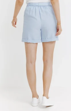 Pantalons<Armand Thiery Short à revers avec ceinture à nouer - Bleuciel