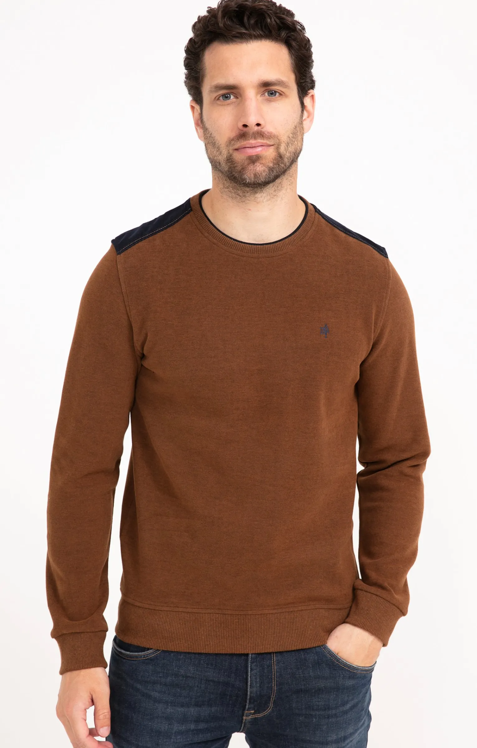Polos & Tee-shirts<Armand Thiery Sweat manches longues Contraste - Moka