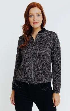 Vestes<Armand Thiery TEDDY EN JACQUARD MAILLE - Noir