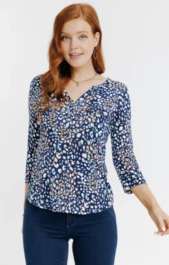 Tee-shirts<Armand Thiery Tee-shirt col mao - Bleu