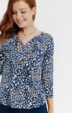 Tee-shirts<Armand Thiery Tee-shirt col mao - Bleu