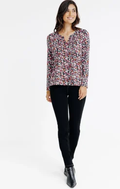Tee-shirts<Armand Thiery TEE-SHIRT COL MAO IMRIME FLEURS - Noir