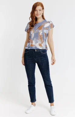 Tee-shirts<Armand Thiery Tee-shirt col rond imprimé placé - Bleuciel