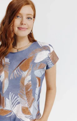 Tee-shirts<Armand Thiery Tee-shirt col rond imprimé placé - Bleuciel