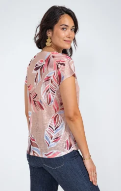 Tee-shirts<Armand Thiery Tee-shirt col rond imprimé placé - Camel