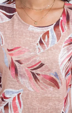Tee-shirts<Armand Thiery Tee-shirt col rond imprimé placé - Camel