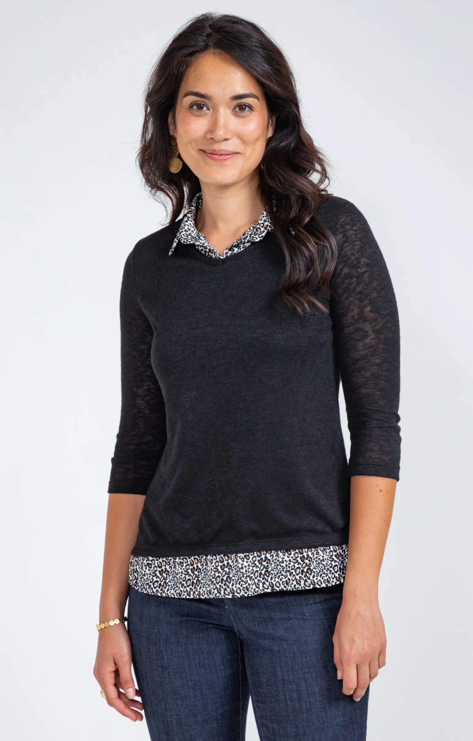 Tee-shirts<Armand Thiery Tee-shirt 2-en-1 col chemise - Noir