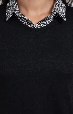 Tee-shirts<Armand Thiery Tee-shirt 2-en-1 col chemise - Noir
