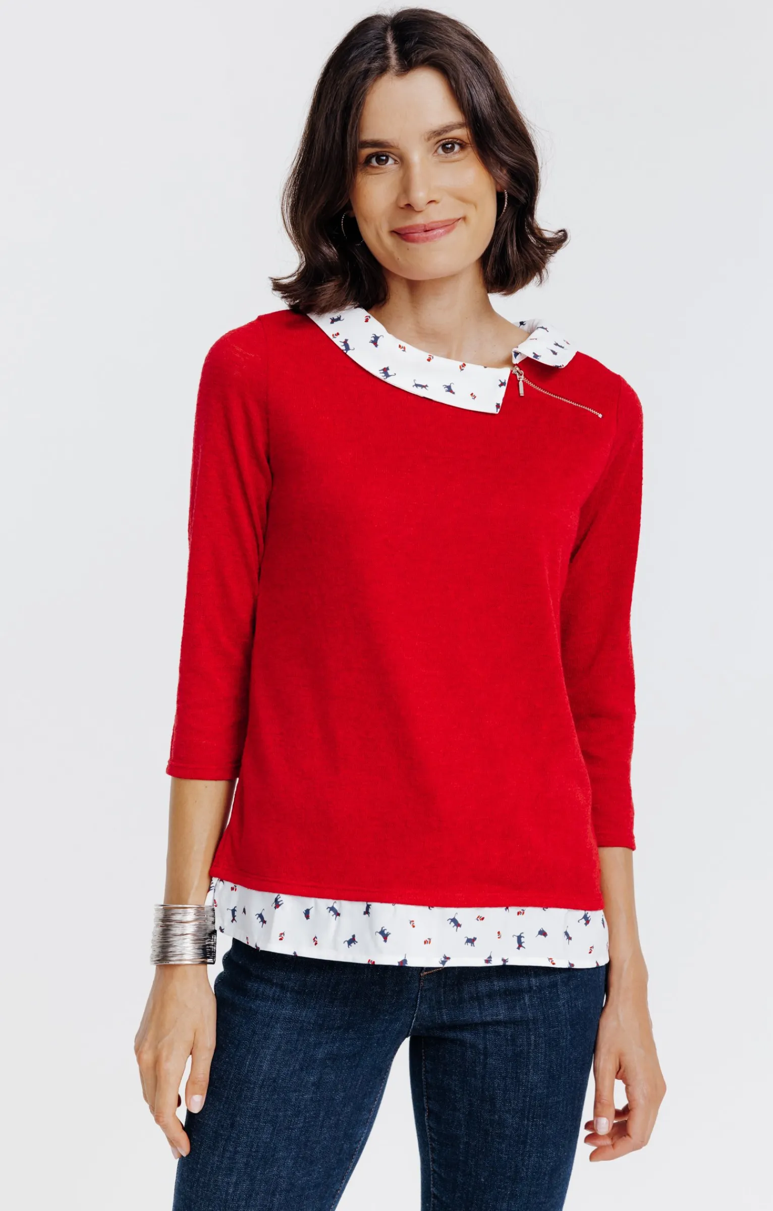 Tee-shirts<Armand Thiery Tee-shirt 2-en-1 col chemise - Rouge
