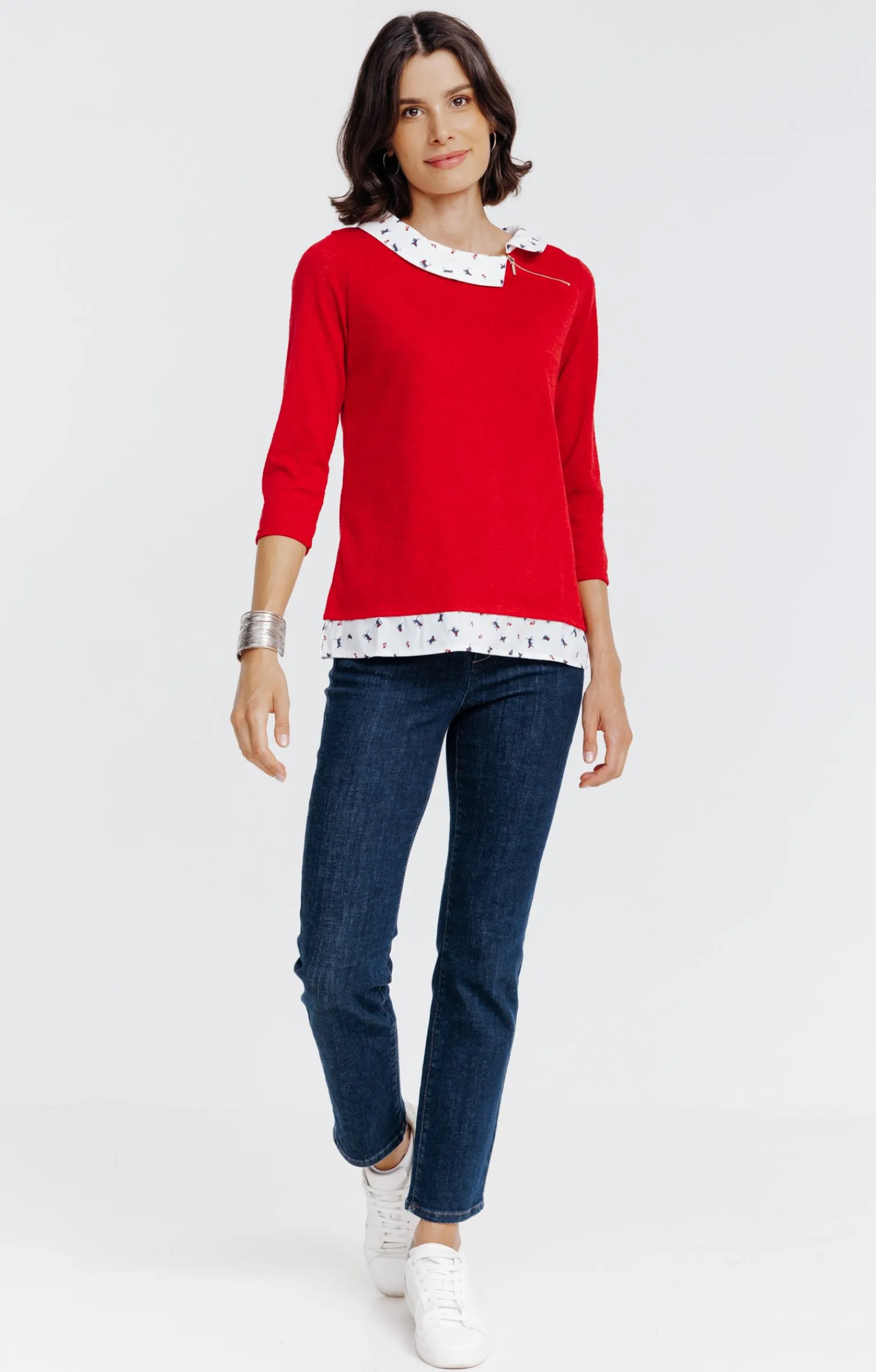 Tee-shirts<Armand Thiery Tee-shirt 2-en-1 col chemise - Rouge