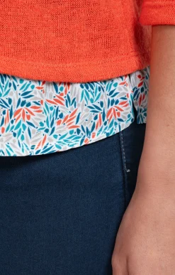 Tee-shirts<Armand Thiery Tee-shirt 2-en-1 col imprimé - Mandarine