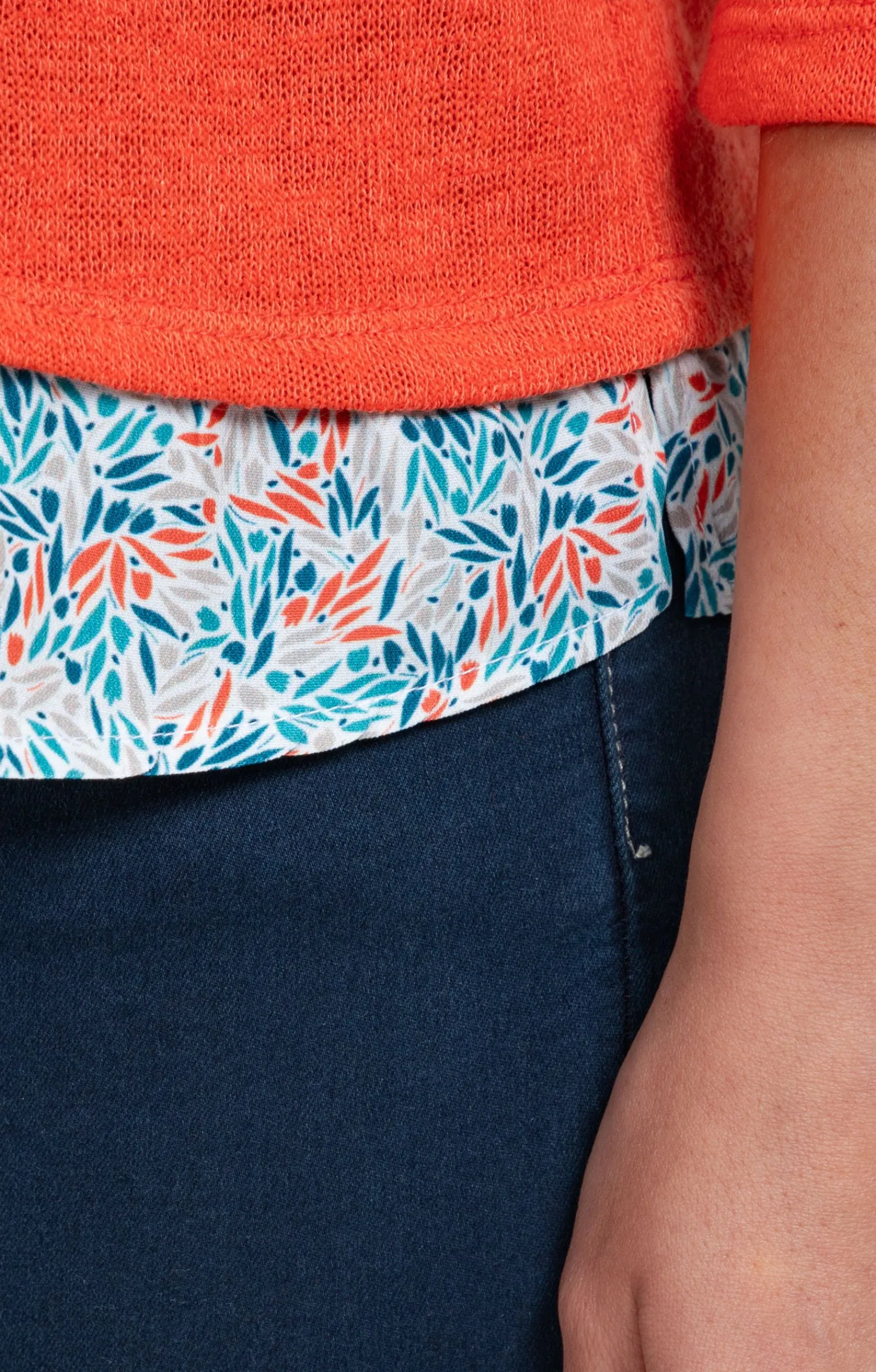 Tee-shirts<Armand Thiery Tee-shirt 2-en-1 col imprimé - Mandarine