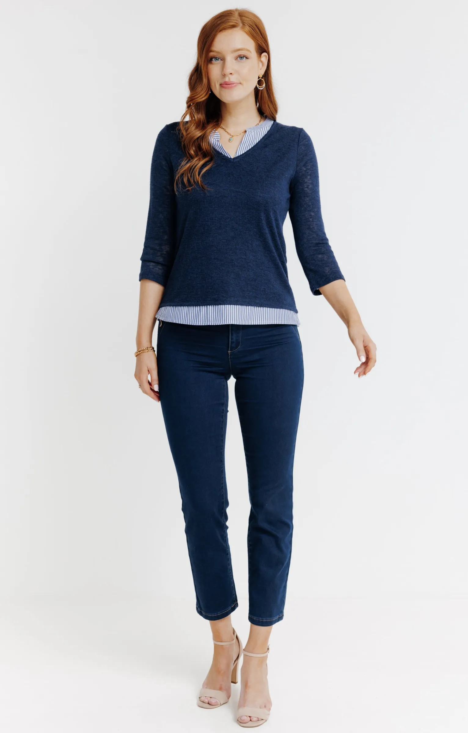Tee-shirts<Armand Thiery Tee-shirt 2-en-1 col mao - Marine