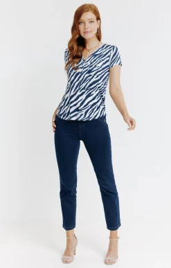 Tee-shirts<Armand Thiery Tee-shirt imprimé col mao - Bleu